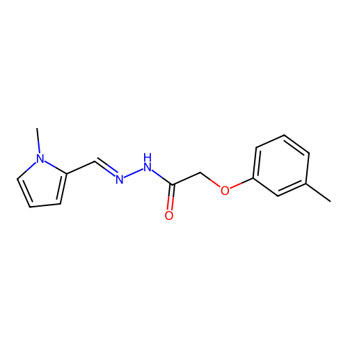 2-(3-methylphenoxy)-N-[(E)-(1-methylpyrrol-2-yl)methylideneamino]acetamide structure