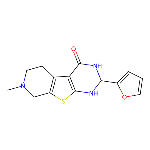 2-(furan-2-yl)-7-methyl-2,3,5,6,7,8-hexahydropyrido[4',3':4,5]thieno[2,3-d]pyrimidin-4(1H)-one structure