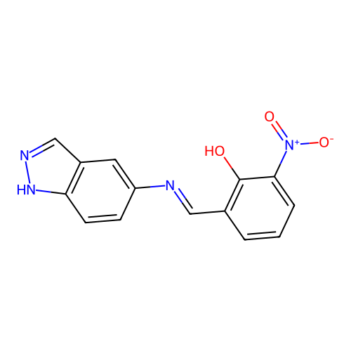 2-[(E)-(1H-indazol-5-ylimino)methyl]-6-nitrophenol structure