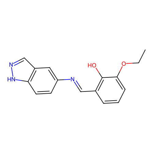 2-ethoxy-6-[(1H-indazol-5-ylimino)methyl]phenol structure