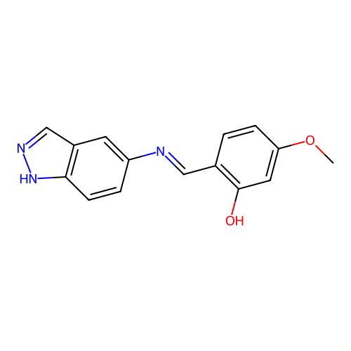 2-[(1H-indazol-5-ylimino)methyl]-5-methoxyphenol structure