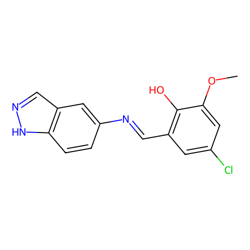 4-chloro-2-[(1H-indazol-5-ylimino)methyl]-6-methoxyphenol structure