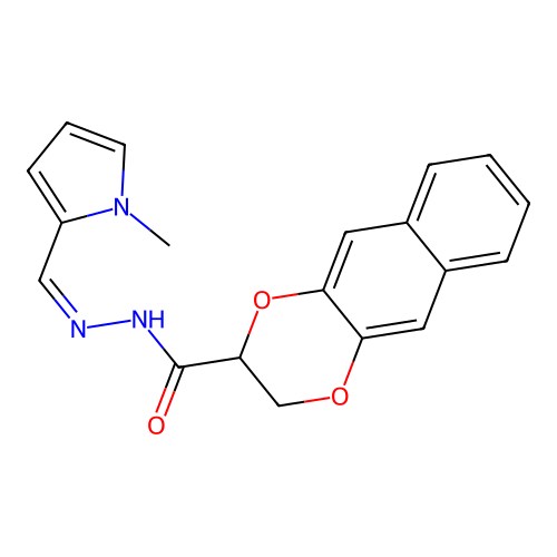 (Z)-N'-((1-methyl-1H-pyrrol-2-yl)methylene)-2,3-dihydronaphtho[2,3-b][1,4]dioxine-2-carbohydrazide structure