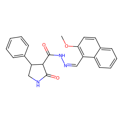 (Z)-N'-((2-methoxynaphthalen-1-yl)methylene)-2-oxo-4-phenylpyrrolidine-3-carbohydrazide structure