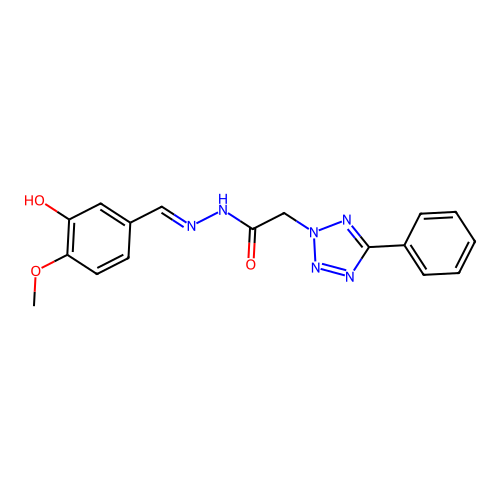 N-[(3-hydroxy-4-methoxyphenyl)methylideneamino]-2-(5-phenyltetrazol-2-yl)acetamide structure