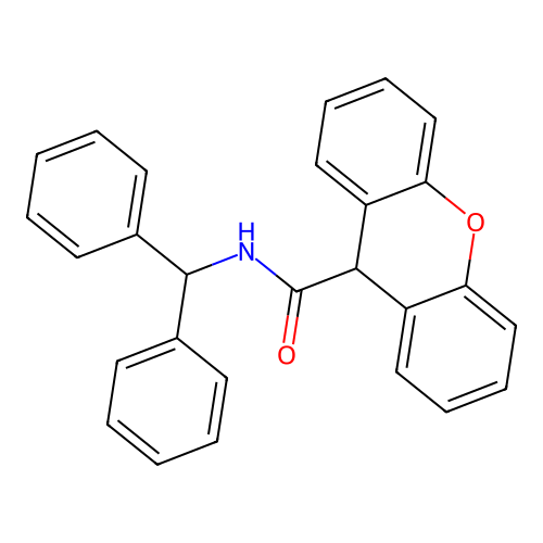 N-(diphenylmethyl)-9H-xanthene-9-carboxamide structure