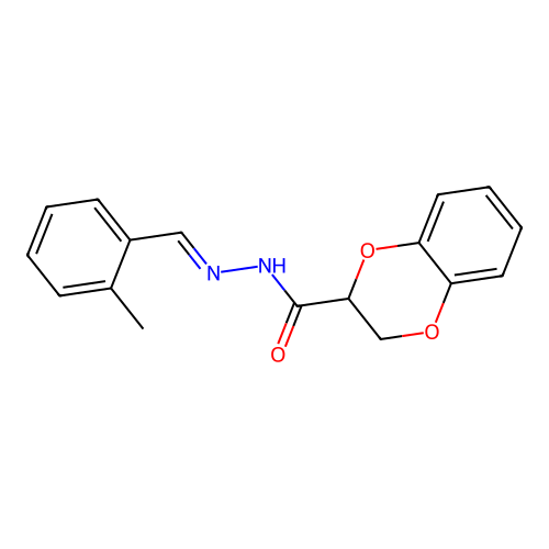 N'-[(E)-(2-methylphenyl)methylidene]-2,3-dihydro-1,4-benzodioxine-2-carbohydrazide structure
