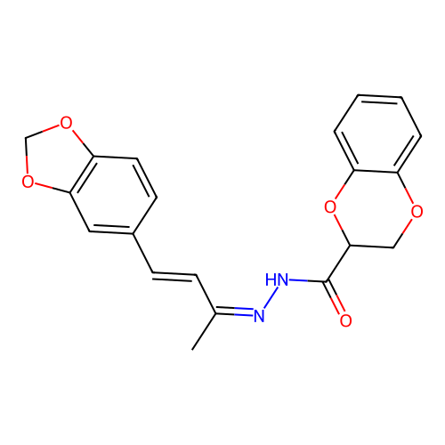 (Z)-N'-((E)-4-(benzo[d][1,3]dioxol-5-yl)but-3-en-2-ylidene)-2,3-dihydrobenzo[b][1,4]dioxine-2-carbohydrazide structure