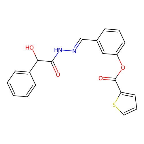 3-[(E)-{2-[hydroxy(phenyl)acetyl]hydrazinylidene}methyl]phenyl thiophene-2-carboxylate structure