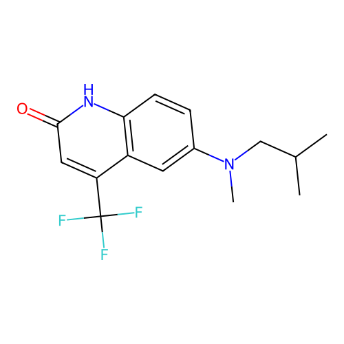 6-[methyl(2-methylpropyl)amino]-4-(trifluoromethyl)-1H-quinolin-2-one structure