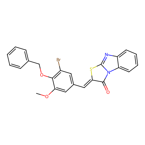 (Z)-2-(4-(benzyloxy)-3-bromo-5-methoxybenzylidene)benzo[4,5]imidazo[2,1-b]thiazol-3(2H)-one structure