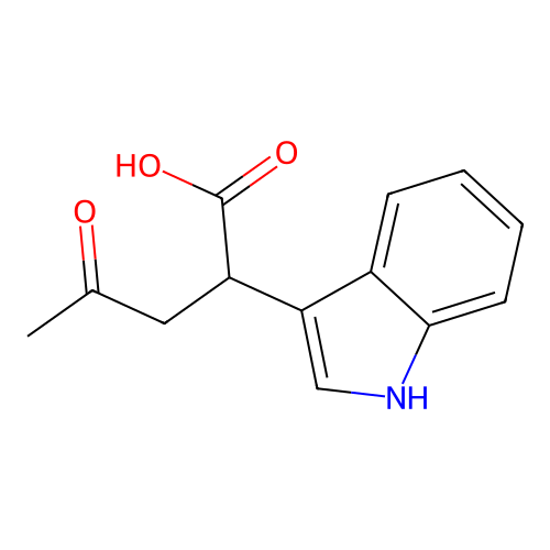 2-(1H-indol-3-yl)-4-oxopentanoic acid structure
