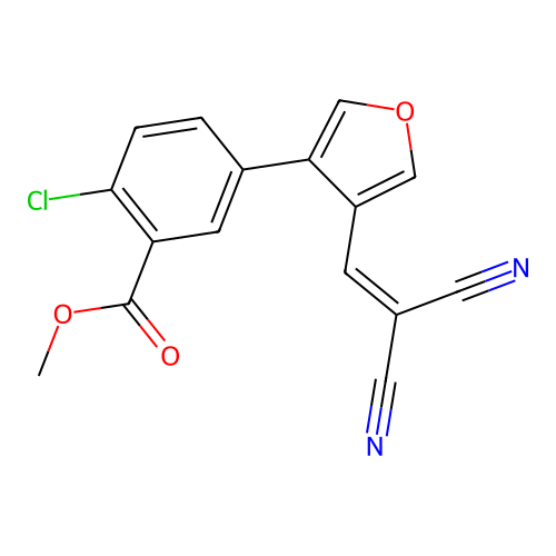 Methyl 2-chloro-5-[4-(2,2-dicyanoethenyl)furan-3-yl]benzoate structure