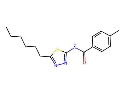 N-(5-hexyl-1,3,4-thiadiazol-2-yl)-4-methylbenzamide structure