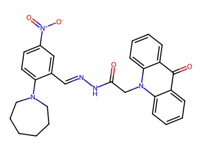 N'-{2-(1-azepanyl)-5-nitrobenzylidene}-2-(9-oxo-10(9H)-acridinyl)acetohydrazide structure