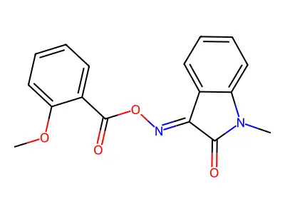 [(1-Methyl-2-oxoindol-3-ylidene)amino] 2-methoxybenzoate structure