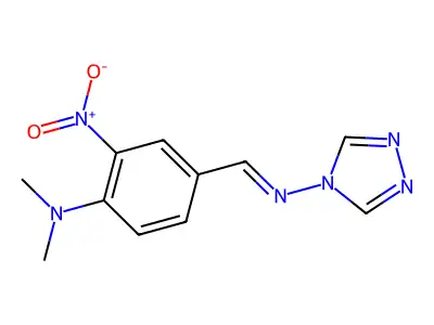 N,N-dimethyl-2-nitro-4-[(E)-1,2,4-triazol-4-yliminomethyl]aniline structure