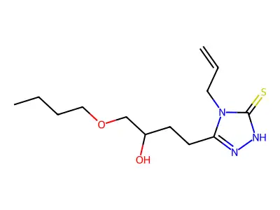 3-(4-butoxy-3-hydroxybutyl)-4-prop-2-enyl-1H-1,2,4-triazole-5-thione structure