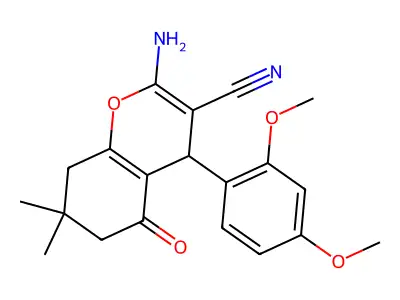 2-amino-4-(2,4-dimethoxyphenyl)-7,7-dimethyl-5-oxo-5,6,7,8-tetrahydro-4H-chromene-3-carbonitrile structure