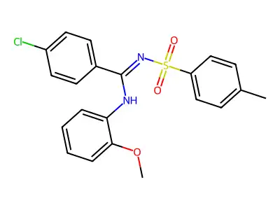 4-chloro-N-(2-methoxyphenyl)-N'-tosylbenzimidamide structure