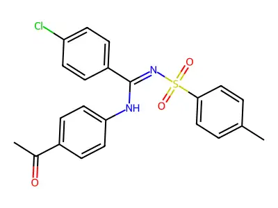 N-(4-acetylphenyl)-4-chloro-N'-tosylbenzimidamide structure