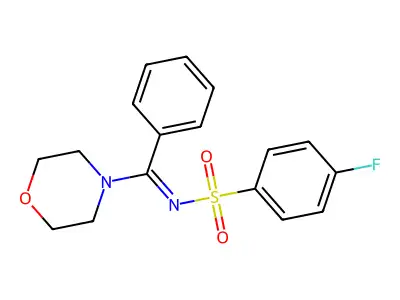 4-fluoro-N-[(1E)-(morpholin-4-yl)(phenyl)methylidene]benzene-1-sulfonamide structure