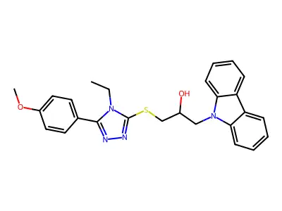 1-carbazol-9-yl-3-[[4-ethyl-5-(4-methoxyphenyl)-1,2,4-triazol-3-yl]sulfanyl]propan-2-ol structure