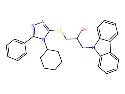 1-(9H-carbazol-9-yl)-3-[(4-cyclohexyl-5-phenyl-4H-1,2,4-triazol-3-yl)sulfanyl]propan-2-ol structure
