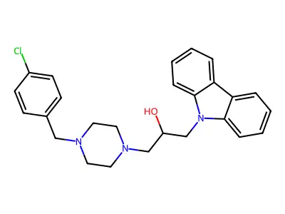 1-Carbazol-9-yl-3-[4-[(4-chlorophenyl)methyl]piperazin-1-yl]propan-2-ol structure