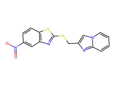 2-[({Imidazo[1,2-a]pyridin-2-yl}methyl)sulfanyl]-5-nitro-1,3-benzothiazole structure