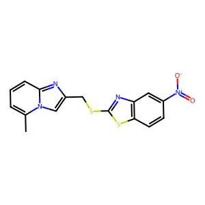 2-(((5-Methylimidazo[1,2-a]pyridin-2-yl)methyl)thio)-5-nitrobenzo[d]thiazole structure