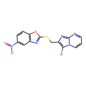 2-[(3-Bromoimidazo[1,2-a]pyrimidin-2-yl)methylsulfanyl]-5-nitro-1,3-benzoxazole structure