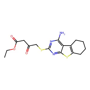 ethyl 4-[(4-amino-5,6,7,8-tetrahydro[1]benzothieno[2,3-d]pyrimidin-2-yl)sulfanyl]-3-oxobutanoate structure