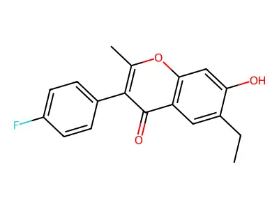 6-Ethyl-3-(4-fluoro-phenyl)-7-hydroxy-2-methyl-chromen-4-one structure