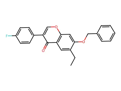 7-(benzyloxy)-6-ethyl-3-(4-fluorophenyl)-4H-chromen-4-one structure