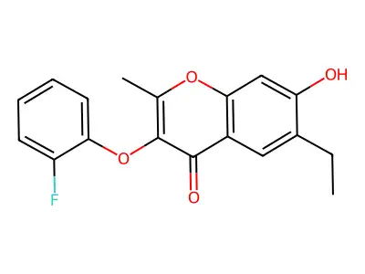 6-Ethyl-3-(2-fluoro-phenoxy)-7-hydroxy-2-methyl-chromen-4-one structure