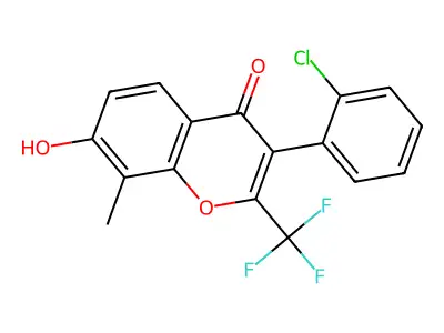 3-(2-Chloro-phenyl)-7-hydroxy-8-methyl-2-trifluoromethyl-chromen-4-one structure