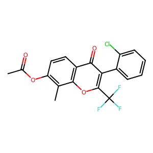 3-(2-chlorophenyl)-8-methyl-4-oxo-2-(trifluoromethyl)-4H-chromen-7-yl acetate structure