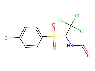 N-[2,2,2-trichloro-1-(4-chlorobenzenesulfonyl)ethyl]formamide structure