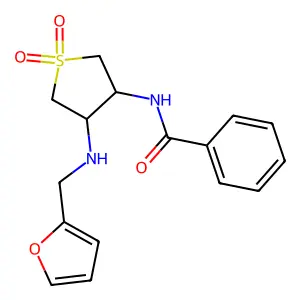 N-(4-((furan-2-ylmethyl)amino)-1,1-dioxidotetrahydrothiophen-3-yl)benzamide structure