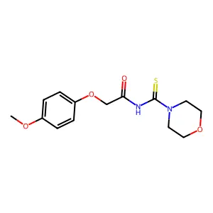 2-(4-methoxyphenoxy)-N-(morpholine-4-carbothioyl)acetamide structure