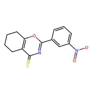 2-(3-nitrophenyl)-5,6,7,8-tetrahydro-4H-1,3-benzoxazine-4-thione structure