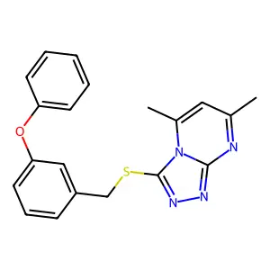 5,7-Dimethyl-3-(3-phenoxy-benzylsulfanyl)-[1,2,4]triazolo[4,3-a]pyrimidine structure