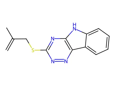 3-((2-methylallyl)thio)-5H-[1,2,4]triazino[5,6-b]indole structure