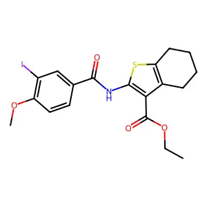 ethyl 2-[(3-iodo-4-methoxybenzoyl)amino]-4,5,6,7-tetrahydro-1-benzothiophene-3-carboxylate structure