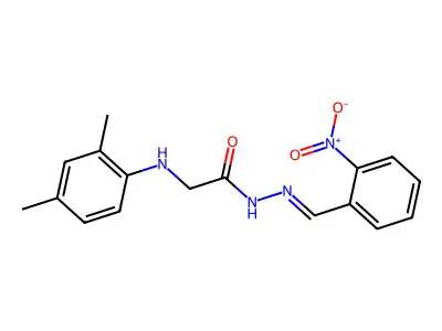 2-(2,4-dimethylanilino)-N-[(E)-(2-nitrophenyl)methylideneamino]acetamide structure