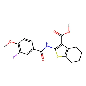 methyl 2-[(3-iodo-4-methoxybenzoyl)amino]-4,5,6,7-tetrahydro-1-benzothiophene-3-carboxylate structure