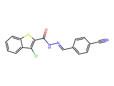 3-chloro-N'-(4-cyanobenzylidene)-1-benzothiophene-2-carbohydrazide structure
