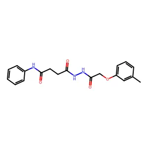 4-{2-[(3-methylphenoxy)acetyl]hydrazino}-4-oxo-N-phenylbutanamide structure