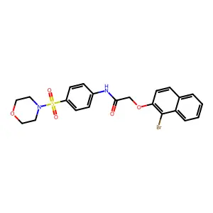 2-(1-bromonaphthalen-2-yl)oxy-N-(4-morpholin-4-ylsulfonylphenyl)acetamide structure
